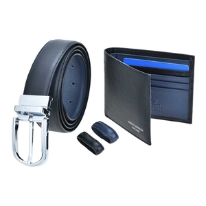 Tumbled Leather Wallet & Belt (Silver Buckle) Gift Set